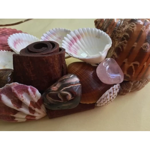 Sea Picture / Frame, Brown and Pink, Round # 1