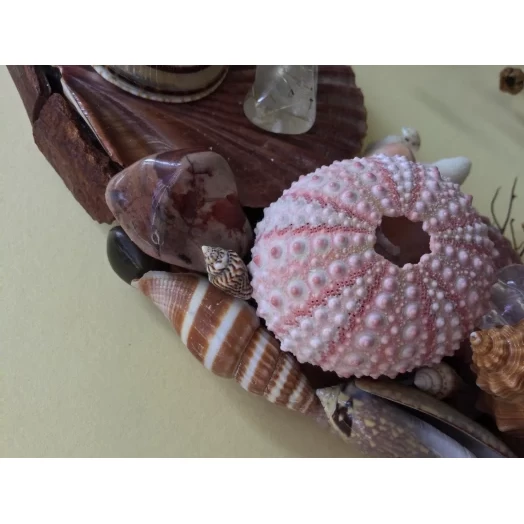 Sea Picture / Frame, Brown and Pink, Round # 1