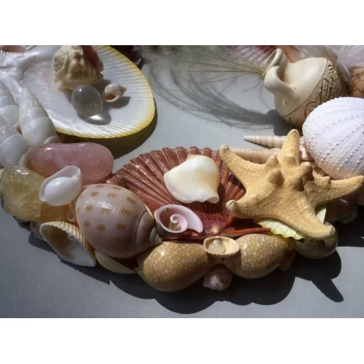 Sea Picture / Frame, White, Pink & Yellow, Oval # 6 Sea Picture / Frame, White, Pink & Yellow, Oval # 6