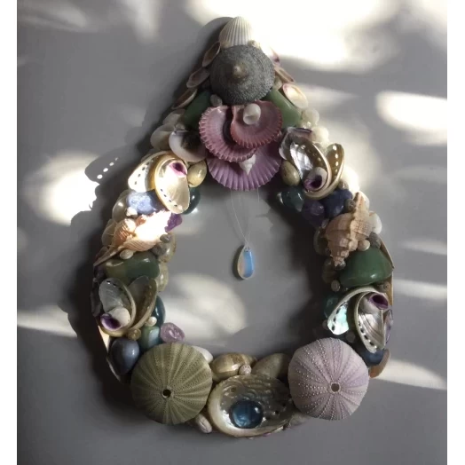 Sea Picture / Frame, Blue, Green, Purple and Pearly Drop # 15