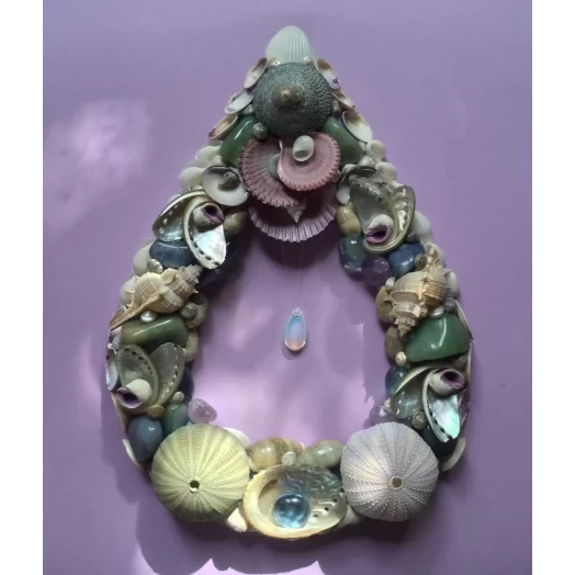 Sea Picture / Frame, Blue, Green, Purple and Pearly Drop # 15
