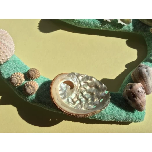 Sea Picture / Frame, Mint Green, White & Pink Sandy Wave # 24 Sea Picture / Frame, Mint Green, White & Pink Sandy Wave # 24