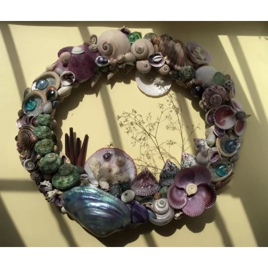 Sea Picture / Frame, Brown, Blue, Green & Purple, Oval # 7