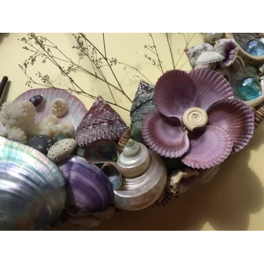 Sea Picture / Frame, Brown, Blue, Green & Purple, Oval # 7