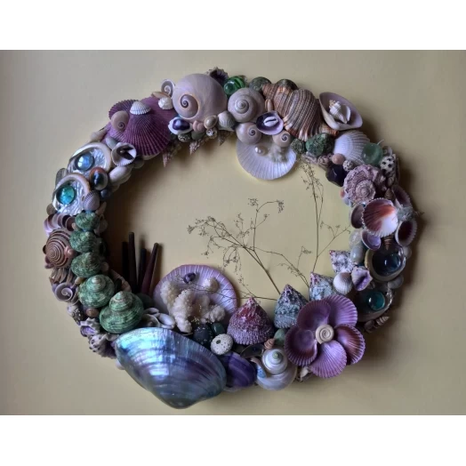 Sea Picture / Frame, Brown, Blue, Green & Purple, Oval # 7