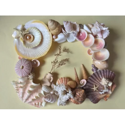 Sea Picture / Frame, Yellow, Pink & White, Rectangular # 18 Sea Picture / Frame, Yellow, Pink & White, Rectangular # 18