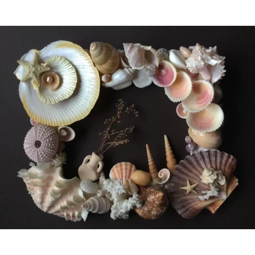 Sea Picture / Frame, Yellow, Pink & White, Rectangular # 18 Sea Picture / Frame, Yellow, Pink & White, Rectangular # 18