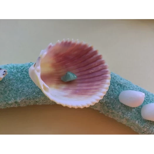 Sea Picture / Frame, Mint Green, White & Pink Sandy Wave # 24 Sea Picture / Frame, Mint Green, White & Pink Sandy Wave # 24