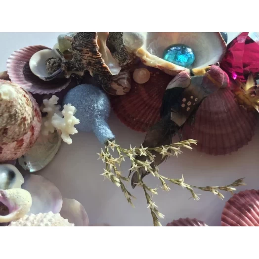 Морская картина / рамка голубая, бордовая, фиолетовая и розовая, овальная # 11 Морская картина / рамка голубая, бордовая, фиолетовая и розовая, овальная # 11