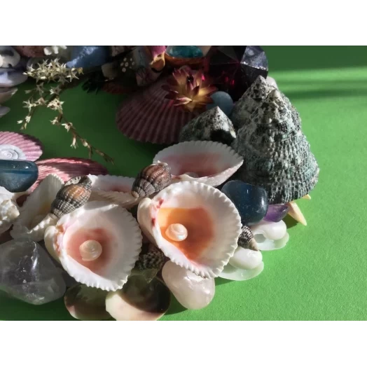 Морская картина / рамка голубая, бордовая, фиолетовая и розовая, овальная # 11 Морская картина / рамка голубая, бордовая, фиолетовая и розовая, овальная # 11