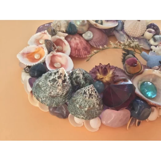 Морская картина / рамка голубая, бордовая, фиолетовая и розовая, овальная # 11 Морская картина / рамка голубая, бордовая, фиолетовая и розовая, овальная # 11
