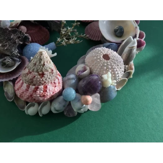 Морская картина / рамка голубая, бордовая, фиолетовая и розовая, овальная # 11 Морская картина / рамка голубая, бордовая, фиолетовая и розовая, овальная # 11