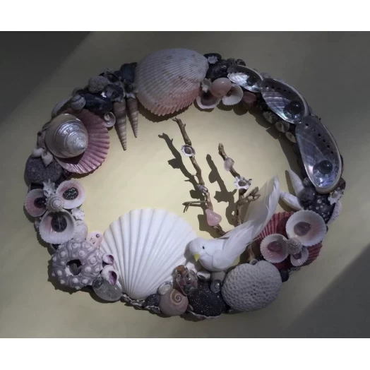 Sea Picture / Frame, White, Grey and Pink, Oval # 2 Sea Picture / Frame, White, Grey and Pink, Oval # 2