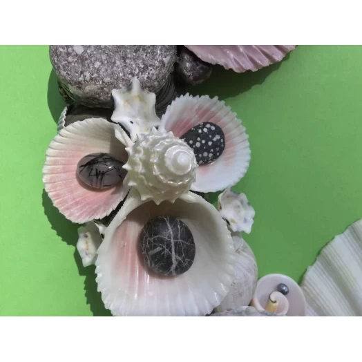Sea Picture / Frame, White, Grey and Pink, Oval # 2 Sea Picture / Frame, White, Grey and Pink, Oval # 2