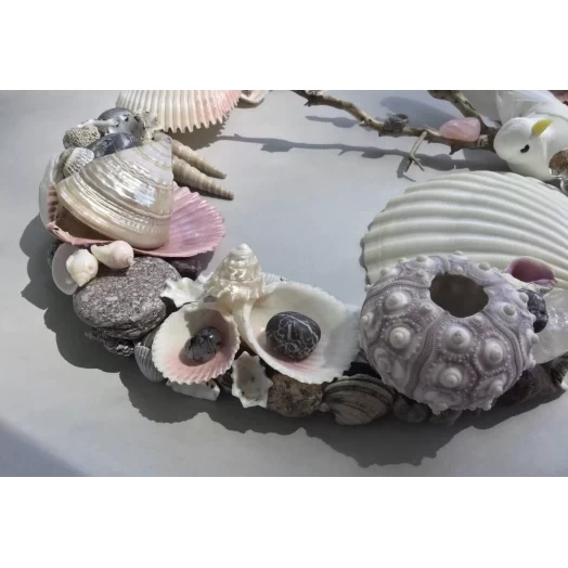Sea Picture / Frame, White, Grey and Pink, Oval # 2 Sea Picture / Frame, White, Grey and Pink, Oval # 2