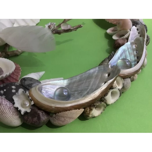 Sea Picture / Frame, White, Grey and Pink, Oval # 2 Sea Picture / Frame, White, Grey and Pink, Oval # 2