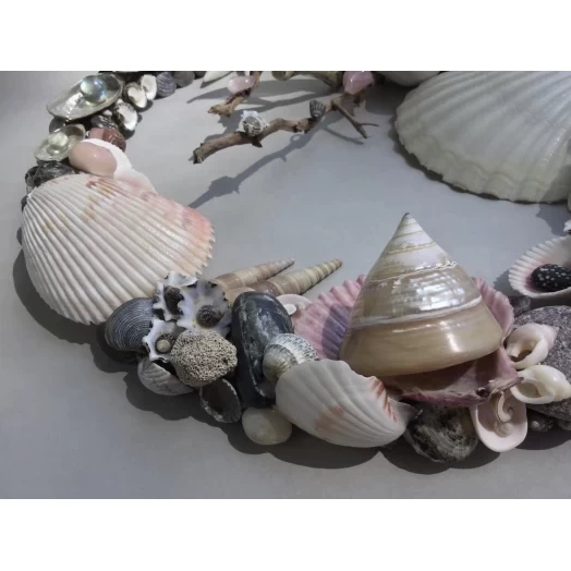 Sea Picture / Frame, White, Grey and Pink, Oval # 2 Sea Picture / Frame, White, Grey and Pink, Oval # 2