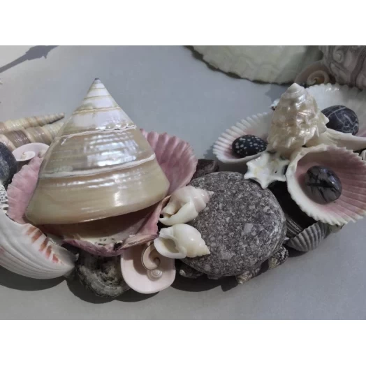Sea Picture / Frame, White, Grey and Pink, Oval # 2 Sea Picture / Frame, White, Grey and Pink, Oval # 2