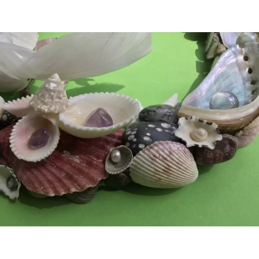 Sea Picture / Frame, White, Grey and Pink, Oval # 2 Sea Picture / Frame, White, Grey and Pink, Oval # 2