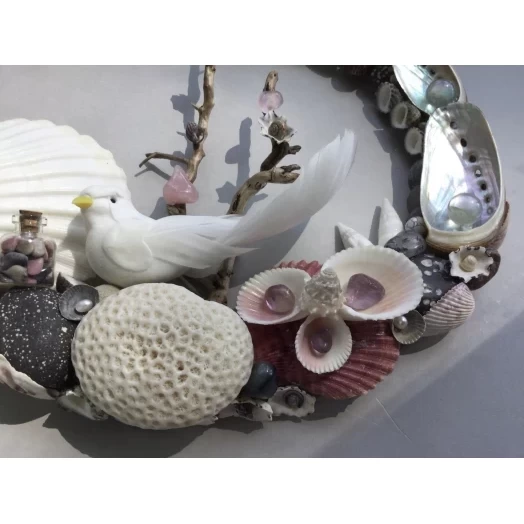 Sea Picture / Frame, White, Grey and Pink, Oval # 2 Sea Picture / Frame, White, Grey and Pink, Oval # 2