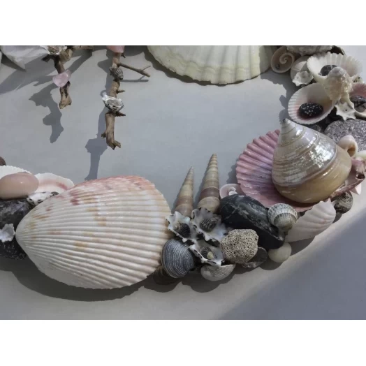 Sea Picture / Frame, White, Grey and Pink, Oval # 2 Sea Picture / Frame, White, Grey and Pink, Oval # 2