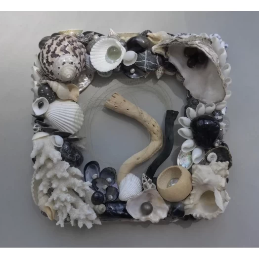 Sea Picture / Frame, Black and White, Square / Diamond # 7
