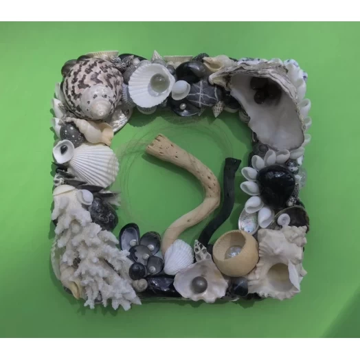 Sea Picture / Frame, Black and White, Square / Diamond # 7