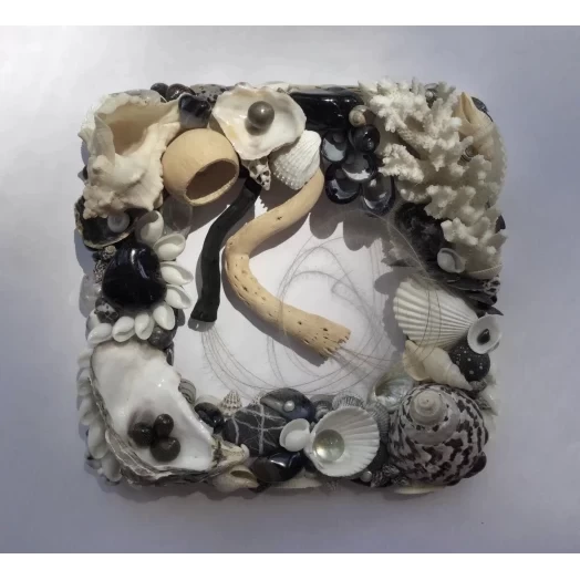 Sea Picture / Frame, Black and White, Square / Diamond # 7
