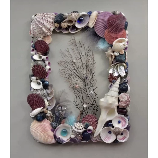 Sea Picture / Frame, Blue, Purple, White & Vinous, Rectangular # 14 Sea Picture / Frame, Blue, Purple, White & Vinous, Rectangular # 14