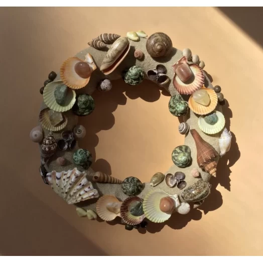 Sea Picture / Frame, Colorful, Round, Light Brown Sandy # 16