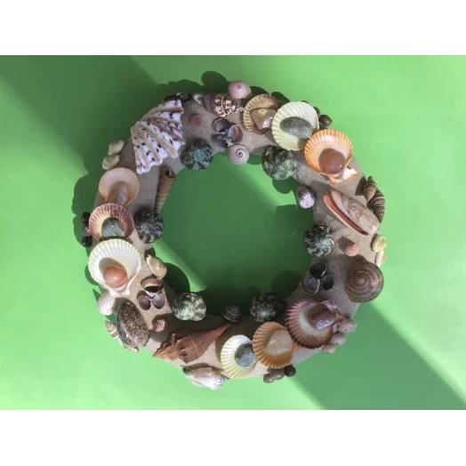Sea Picture / Frame, Colorful, Round, Light Brown Sandy # 16