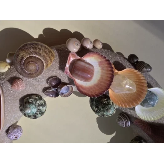 Sea Picture / Frame, Colorful, Round, Light Brown Sandy # 16