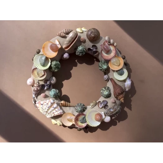 Sea Picture / Frame, Colorful, Round, Light Brown Sandy # 16