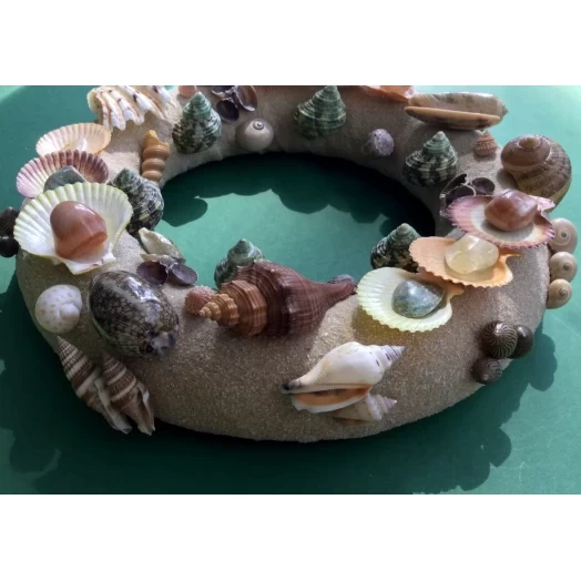 Sea Picture / Frame, Colorful, Round, Light Brown Sandy # 16