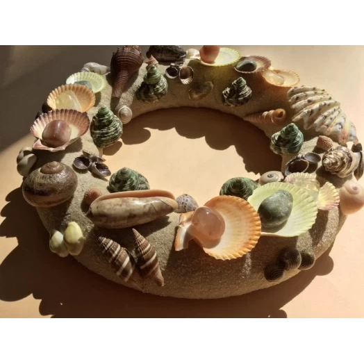 Sea Picture / Frame, Colorful, Round, Light Brown Sandy # 16