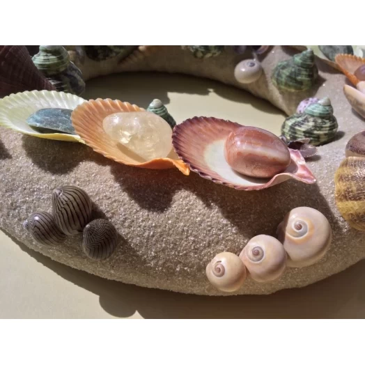 Sea Picture / Frame, Colorful, Round, Light Brown Sandy # 16