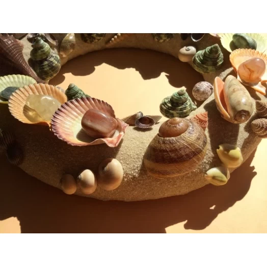 Sea Picture / Frame, Colorful, Round, Light Brown Sandy # 16