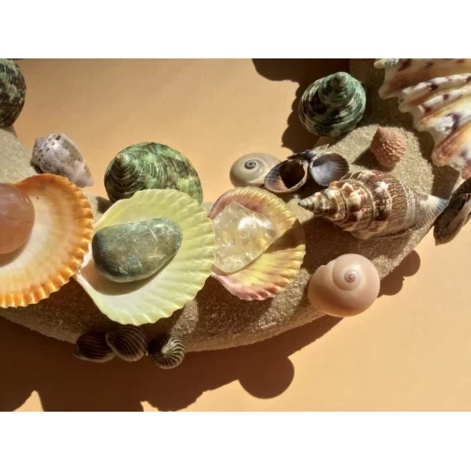 Sea Picture / Frame, Colorful, Round, Light Brown Sandy # 16