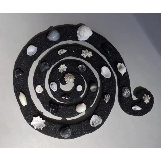 Sea Picture / Frame, Black & White Sandy Spiral # 35