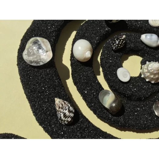 Sea Picture / Frame, Black & White Sandy Spiral # 35