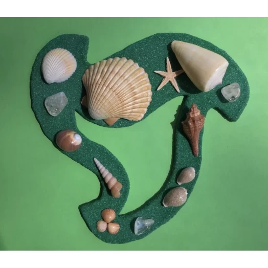 Sea Picture / Frame, Green & Yellow Sandy Spiral Star # 37 Sea Picture / Frame, Green & Yellow Sandy Spiral Star # 37