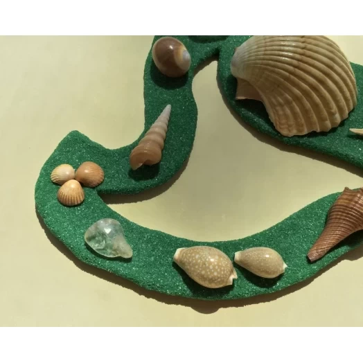 Sea Picture / Frame, Green & Yellow Sandy Spiral Star # 37 Sea Picture / Frame, Green & Yellow Sandy Spiral Star # 37