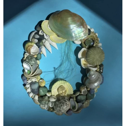 Sea Picture / Frame, Blue, Green & Yellow, Oval # 5