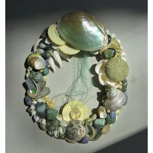 Sea Picture / Frame, Blue, Green & Yellow, Oval # 5