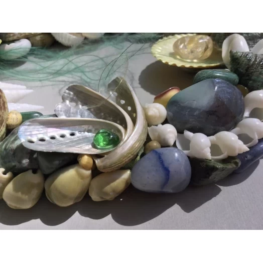 Sea Picture / Frame, Blue, Green & Yellow, Oval # 5