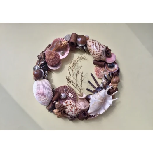 Sea Picture / Frame, Brown & Pink, Round # 10