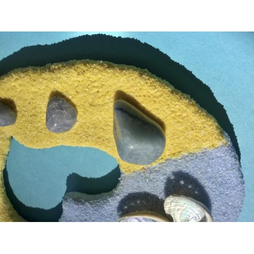 Sea Picture / Frame, Yellow & Blue Sandy Heart # 40 Sea Picture / Frame, Yellow & Blue Sandy Heart # 40