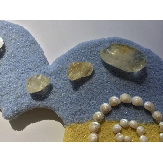 Sea Picture / Frame, Yellow & Blue Sandy Heart # 40 Sea Picture / Frame, Yellow & Blue Sandy Heart # 40