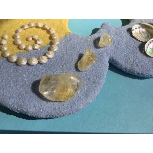 Sea Picture / Frame, Yellow & Blue Sandy Heart # 40 Sea Picture / Frame, Yellow & Blue Sandy Heart # 40