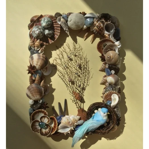 Sea Picture / Frame, Brown, Blue & White, Rectangular # 6 Sea Picture / Frame, Brown, Blue & White, Rectangular # 6